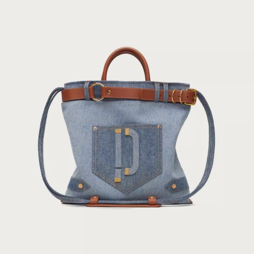 blue leather crossbody bag